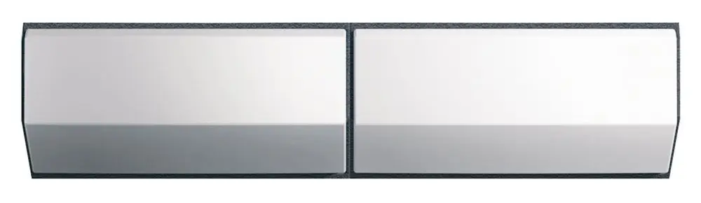 Verkleidungselement von Vaillant für Anschlussverrohrung, bestehend aus zwei rechteckigen Teilen in silberner Optik, zusammengefügt in einer flachen Anordnung.
